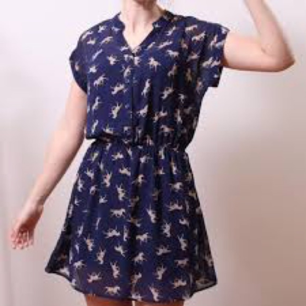 Mimi Chica Women’s Sleeveless Mini Dress Birds Blue & White Size Large